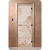 Дверь для сауны DoorWood (Дорвуд) 70x200 Основная серия Банька в лесу (сатин) правая