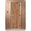 Дверь для сауны DoorWood (Дорвуд) 60x180 Основная серия Весна цветы (бронза матовое) левая