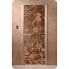 Дверь для сауны DoorWood (Дорвуд) 70x190 Основная серия Девушка в цветах (графит) правая