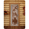Дверь для сауны DoorWood (Дорвуд) 70x170 Престиж (с рисунком) Березка левая (прозрачная)