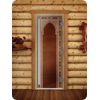 Дверь для сауны DoorWood (Дорвуд) 70x200 Престиж (с рисунком) Восточная арка правая (прозрачная)