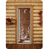 Дверь для сауны DoorWood (Дорвуд) 70x210 Престиж (с рисунком) Зима правая (прозрачная)