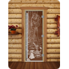 Дверь для сауны DoorWood (Дорвуд) 80x200 Престиж (с рисунком) Дженифер правая (прозрачная)