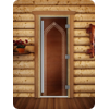 Дверь для сауны DoorWood (Дорвуд) 80x210 Престиж (с рисунком) Арка правая (прозрачная)